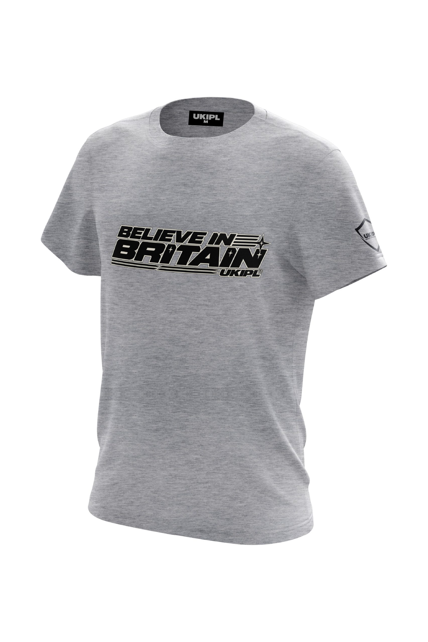 UKIPL Believe in Britain Tee, grey, front view