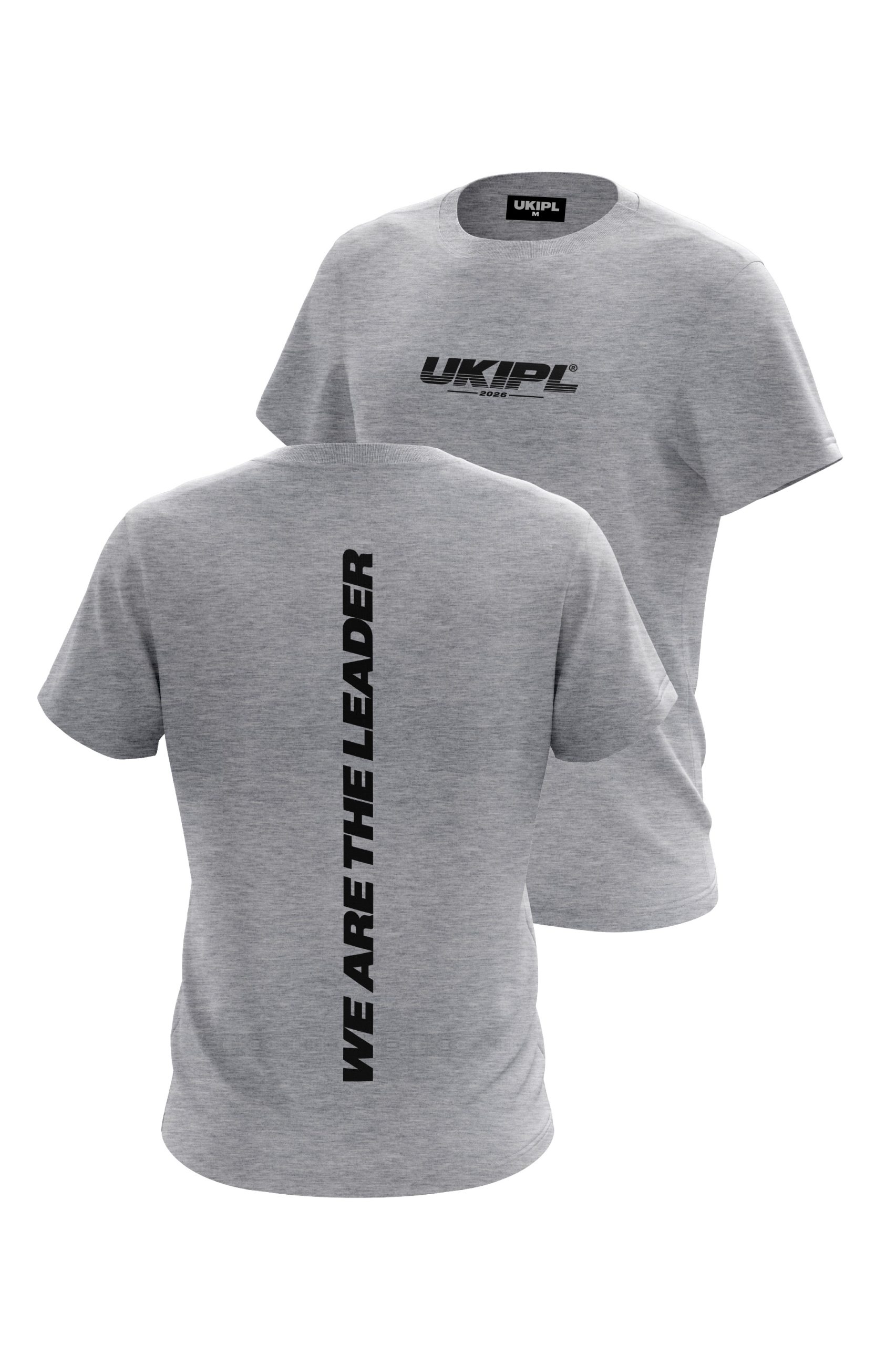 UKIPL Gradient Tee, grey, front and back views