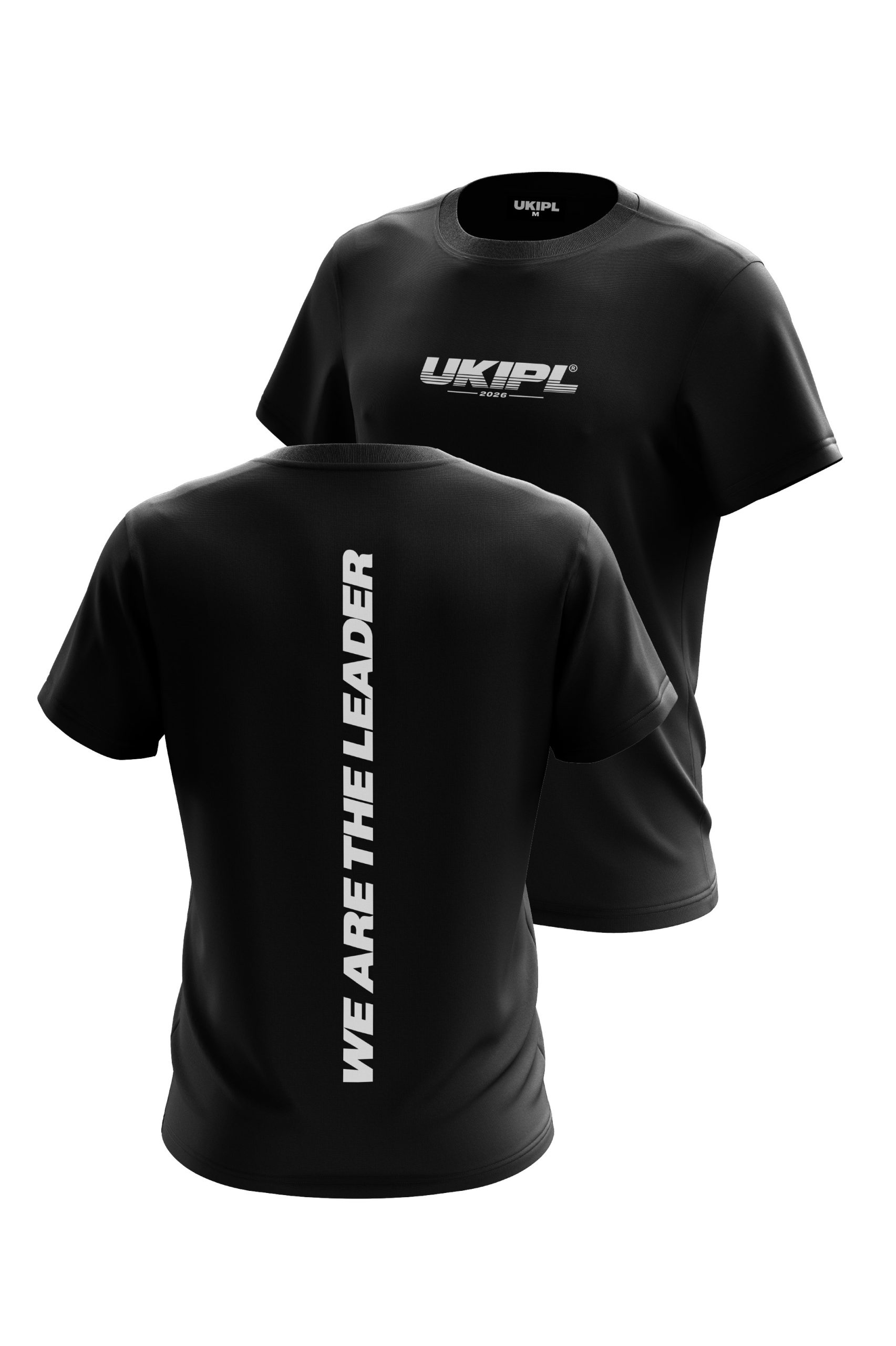 UKIPL Gradient Tee, black, front and back views