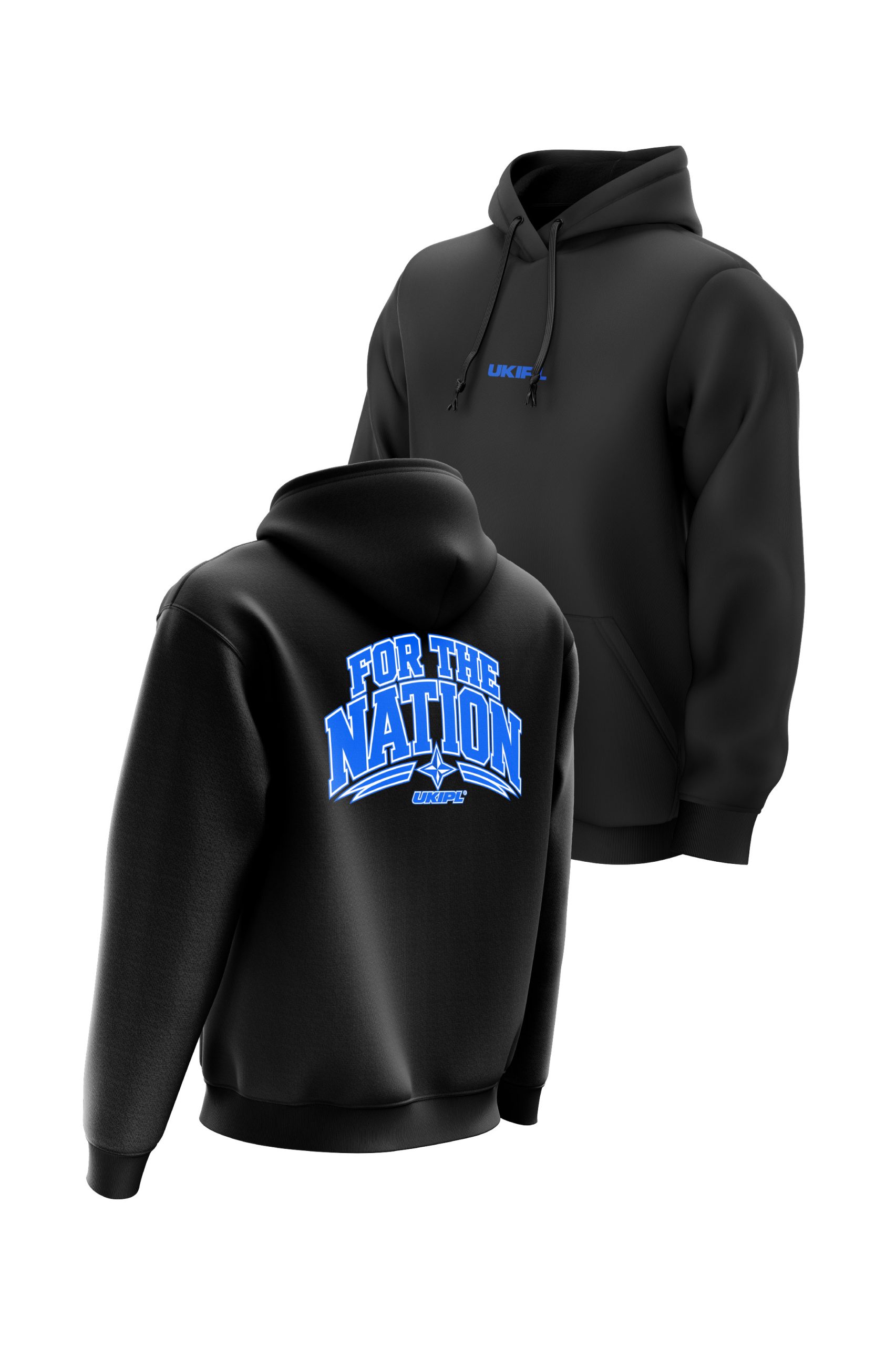 UKIPL Nation Hoodie, black, front and back views