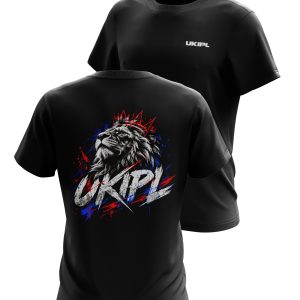 UKIPL National Tee, black, front and back views