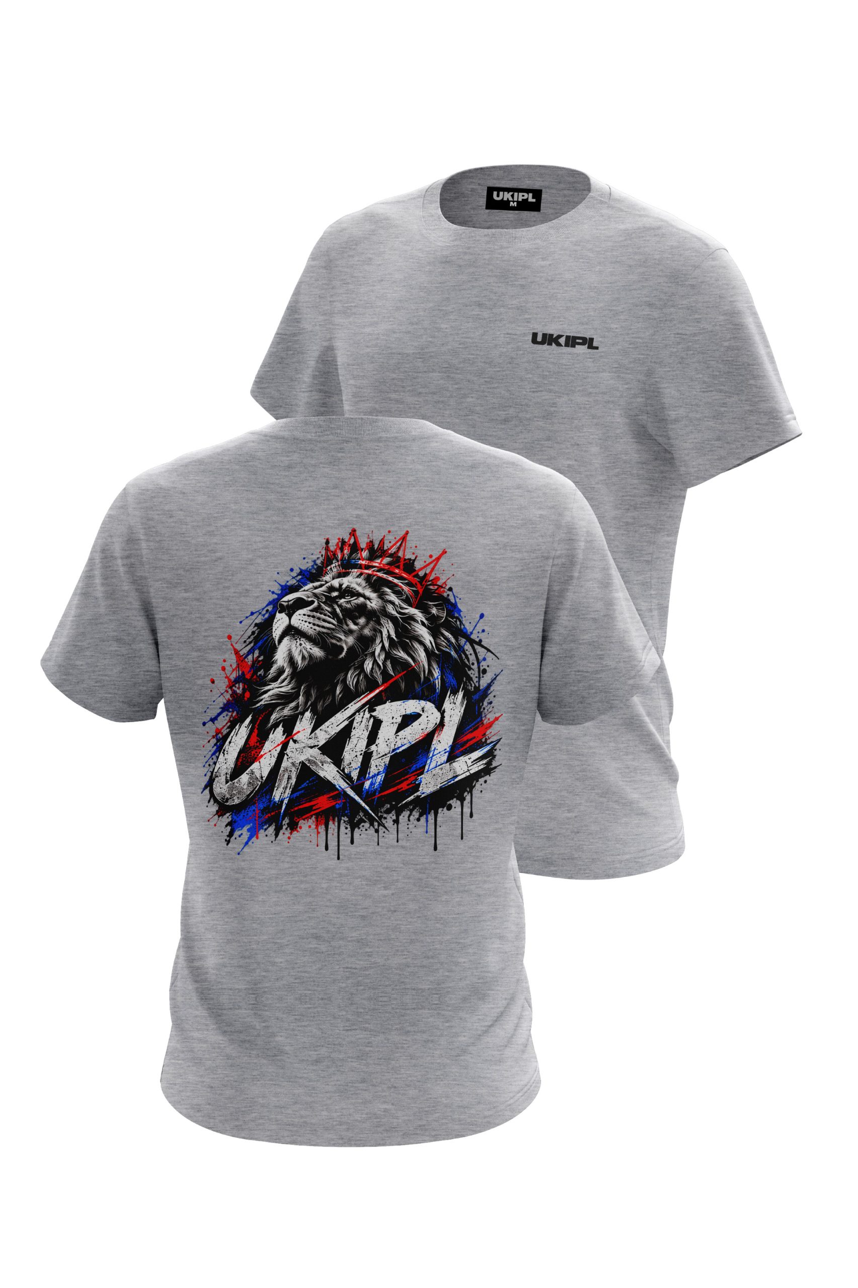 UKIPL National Tee, grey, front and back views