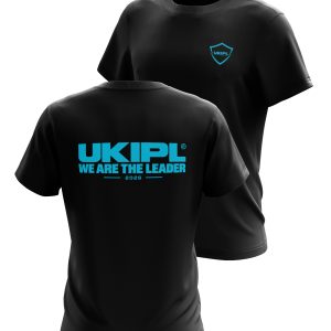 UKIPL Bold Tee, black, front and back views