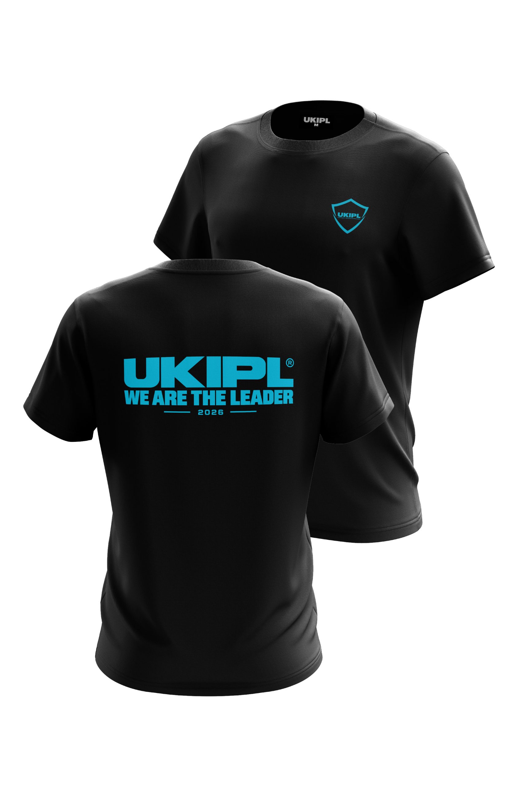 UKIPL Bold Tee, black, front and back views